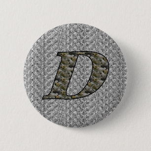 Macaron Rond 5 Cm Fleurs d'hydrangea à initiale de monogramme D