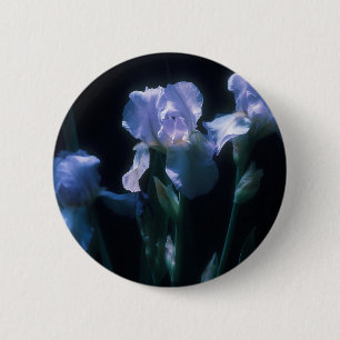 Macaron Rond 5 Cm Fleurs d'Iris au Crépuscule