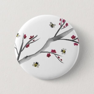 Macaron Rond 5 Cm Fleurs et abeilles