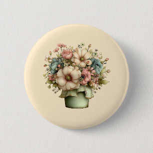 Macaron Rond 5 Cm Fleurs Fantaisistes dans un Pot de Fleurs Mignon