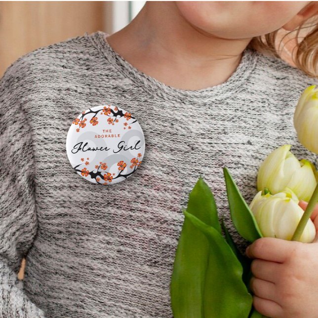 Macaron Rond 5 Cm FLEURS FILLE FLEURS Tropical Frotles Mariage chic (FLOWER GIRL Tropical Flowers Hibiscus Fusion Swirls Chic Wedding Pinback Button @ fat_fa_tin)