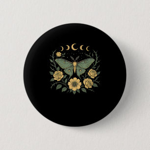 Macaron Rond 5 Cm Fleurs Goblincore Moth et Papillon Cottagecore