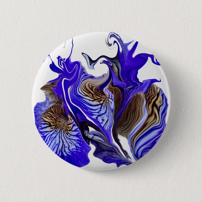 Macaron Rond 5 Cm Fleurs Iris Violets (Devant)