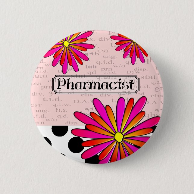 Macaron Rond 5 Cm Fleurs lunatiques de pharmacien (Devant)