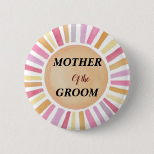 Macaron Rond 5 Cm Fleurs personnalisées Shabby Chic Mère du marié 