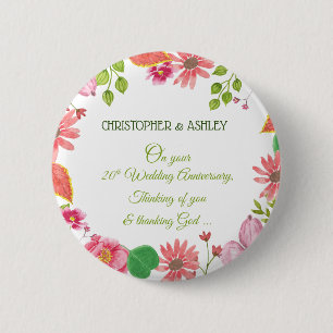 Macaron Rond 5 Cm Fleurs religieuses pour les 20 ans de mariage