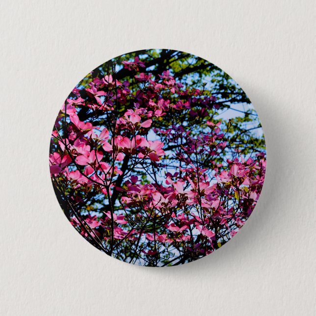 Macaron Rond 5 Cm Fleurs roses élégantes florales floraison Dogwood  (Devant)