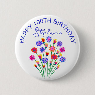 Macaron Rond 5 Cm Fleurs sauvages printanières Félicitations pour le
