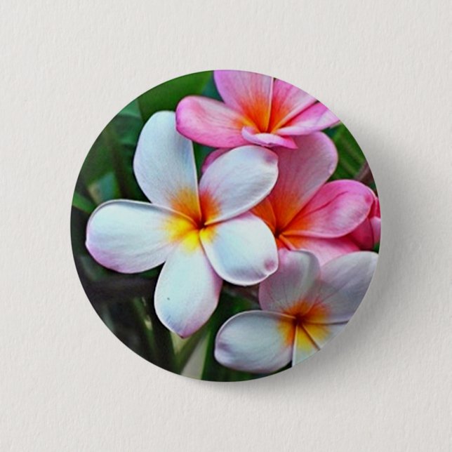 Macaron Rond 5 Cm Fleurs tropicales (Devant)