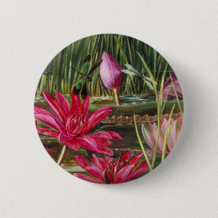 Macaron Rond 5 Cm Fleurs vintages de fleurs de rose de peinture