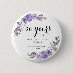 Macaron Rond 5 Cm Fleurs violettes de lavande 50e anniversaire maria
