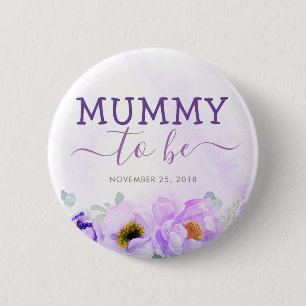 Macaron Rond 5 Cm Fleurs violettes mignonnes maman pour être Baby sh