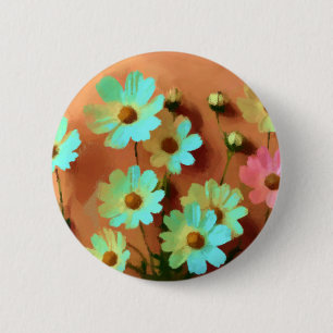 Macaron Rond 5 Cm Fleurs Zinnia Elegans