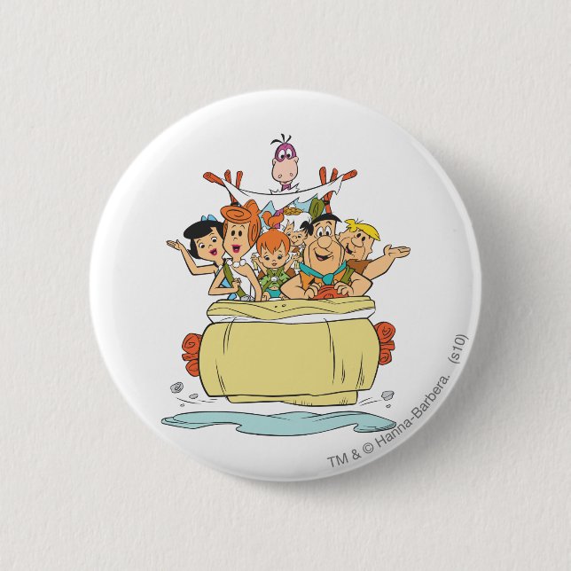 Macaron Rond 5 Cm Flintstones Family Roadtrip (Devant)