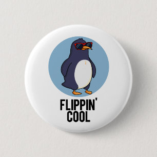 Macaron Rond 5 Cm Flippin Cool Funny Penguin Pun