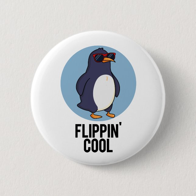 Macaron Rond 5 Cm Flippin Cool Funny Penguin Pun (Devant)
