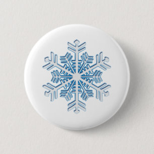 Macaron Rond 5 Cm Flocon de neige de Noël d'hiver bleu givré classiq