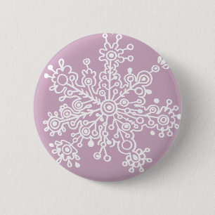 Macaron Rond 5 Cm Flocon de neige (sur mauve-clair)