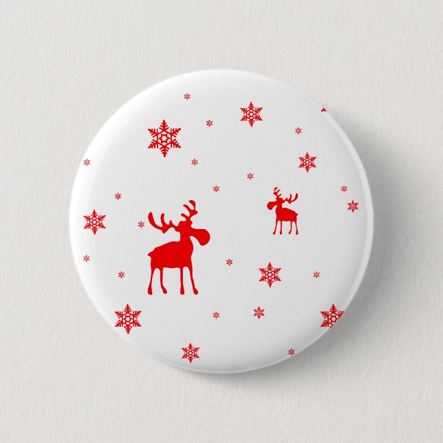 Macaron Rond 5 Cm Flocons de neige rouges simples modernes (Devant)