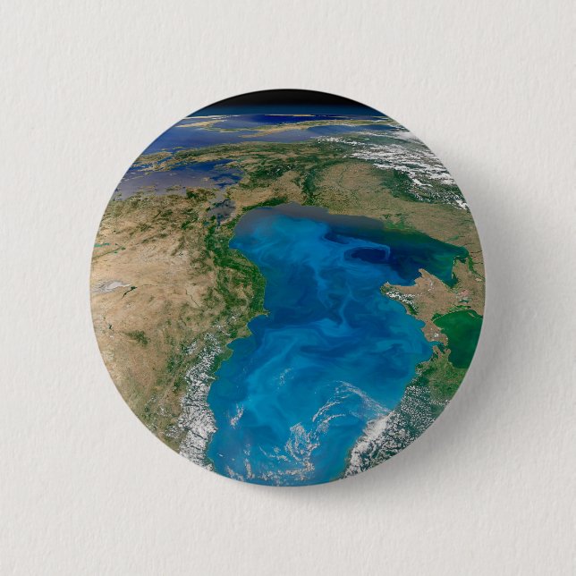 Macaron Rond 5 Cm Floraison De Phytoplancton Bleu En Mer Noire (Devant)