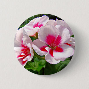 Macaron Rond 5 Cm Floral de géranium rose et rouge