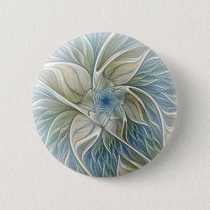 Macaron Rond 5 Cm Floral Dream Motif Abstrait Blue Khaki Fractal
