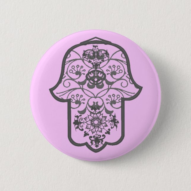 Macaron Rond 5 Cm Floral Hamsa (Devant)