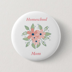 Macaron Rond 5 Cm Floral Homeschool rose et vert Floral