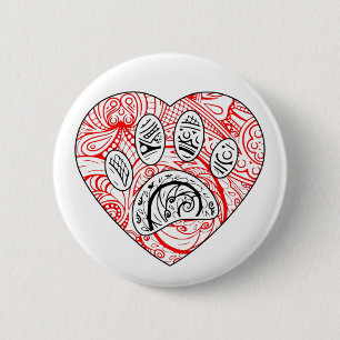 Macaron Rond 5 Cm Floral Mandala Chien Empreinte de patte Coeur roug