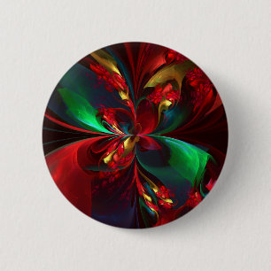 Macaron Rond 5 Cm Floral moderne Art Abstrait Rouge Vert Motif #11