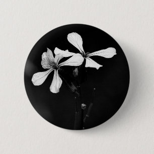 Macaron Rond 5 Cm floral noir et blanc minimal