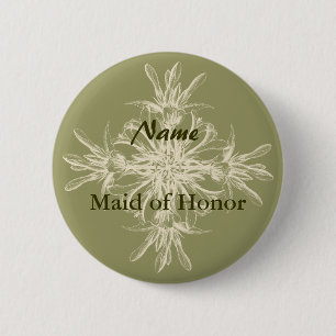 Macaron Rond 5 Cm Floral olive antique