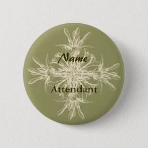 Macaron Rond 5 Cm Floral olive antique