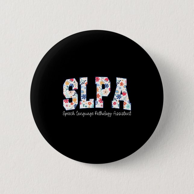 Macaron Rond 5 Cm Floral Speech Language Pathology Istant Slpa Appre (Devant)