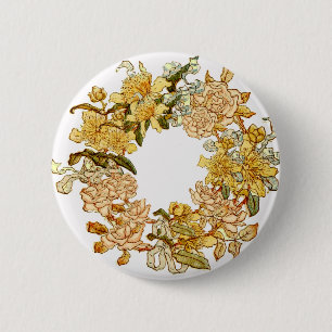 Macaron Rond 5 Cm Floral Spring Fleur de couronne rose Fleurs Art