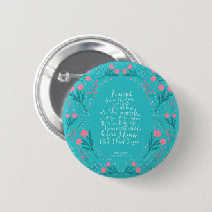 Macaron Rond 5 Cm Floral turquoise et rose Jane Austen Fierté et pré