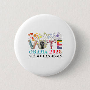 Macaron Rond 5 Cm Floral Vote Obama 2028 Réparons ce Président 202