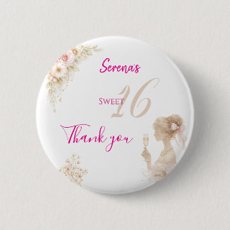 Macaron Rond 5 Cm Flower Dreamy Soft Sweet 16 Birthday Button Pin