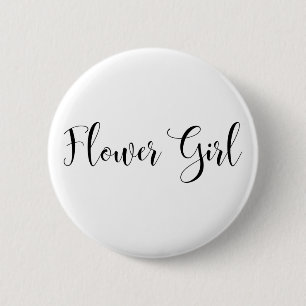 Macaron Rond 5 Cm Flower Girl Modern Black Script Typographie (30)