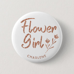 Macaron Rond 5 Cm Flower Girl Rose Gold Fête des mariées pin