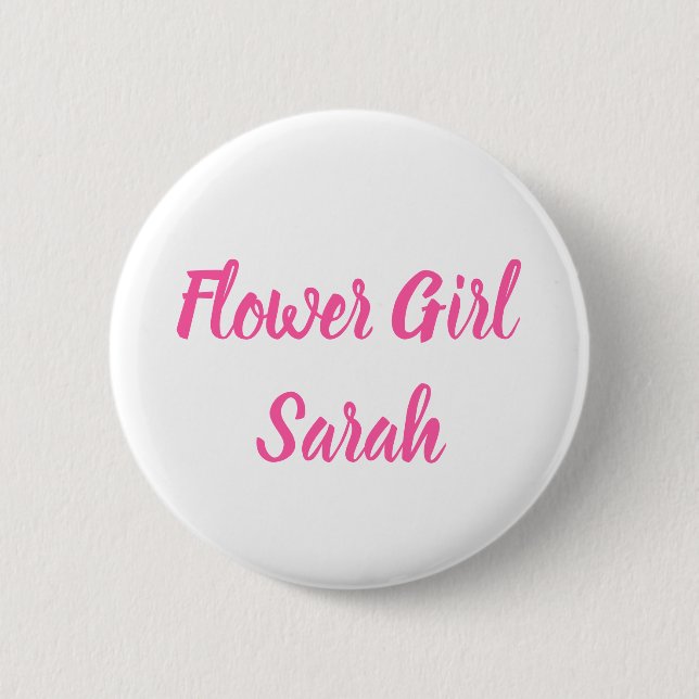 Macaron Rond 5 Cm Flower girl Rose Nom personnalisé Cadeaux Mariage (Devant)