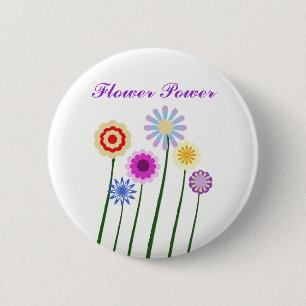 Macaron Rond 5 Cm Flower power, art numérique coloré fleurit le