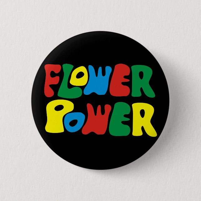 Macaron Rond 5 Cm Flower Power Hippie (Devant)