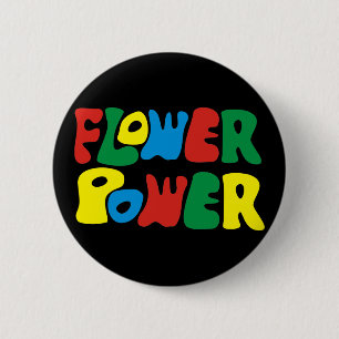 Macaron Rond 5 Cm Flower Power Hippie