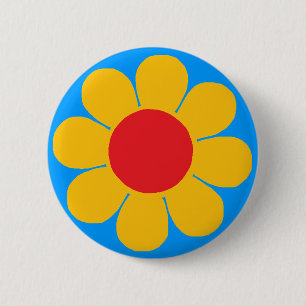 Macaron Rond 5 Cm Flower power jaune