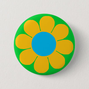 Macaron Rond 5 Cm Flower power jaune