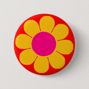 Macaron Rond 5 Cm Flower power jaune