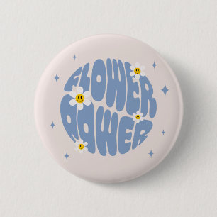 Macaron Rond 5 Cm Flower Power Slogan