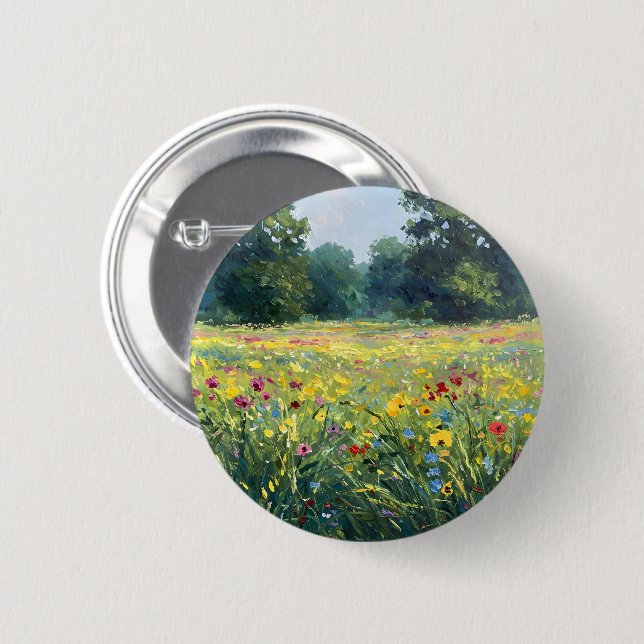 Macaron Rond 5 Cm Flowered field (Devant & derrière)