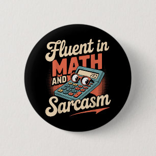 Macaron Rond 5 Cm Fluent En Maths Et Sarcasme Funny Enseignant _1